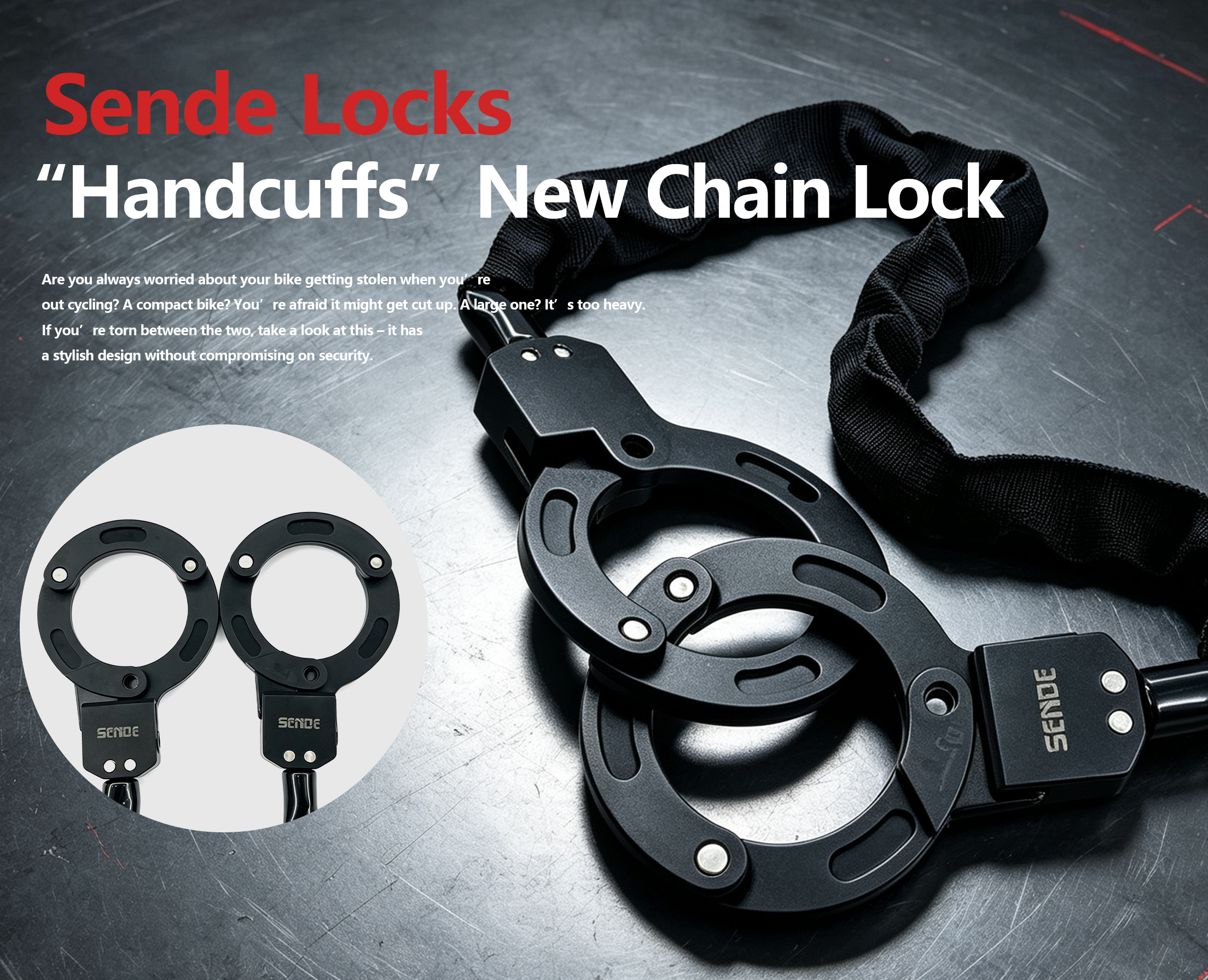 SDL12 Handcuff‑Type Chain Lock | Innovative Dual‑Loop Anti‑Theft Chain Lock Enabling Locking Two Vehicles Simultaneously